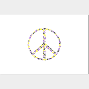 Floral Peace Sign - Discreet Nonbinary Pride Posters and Art